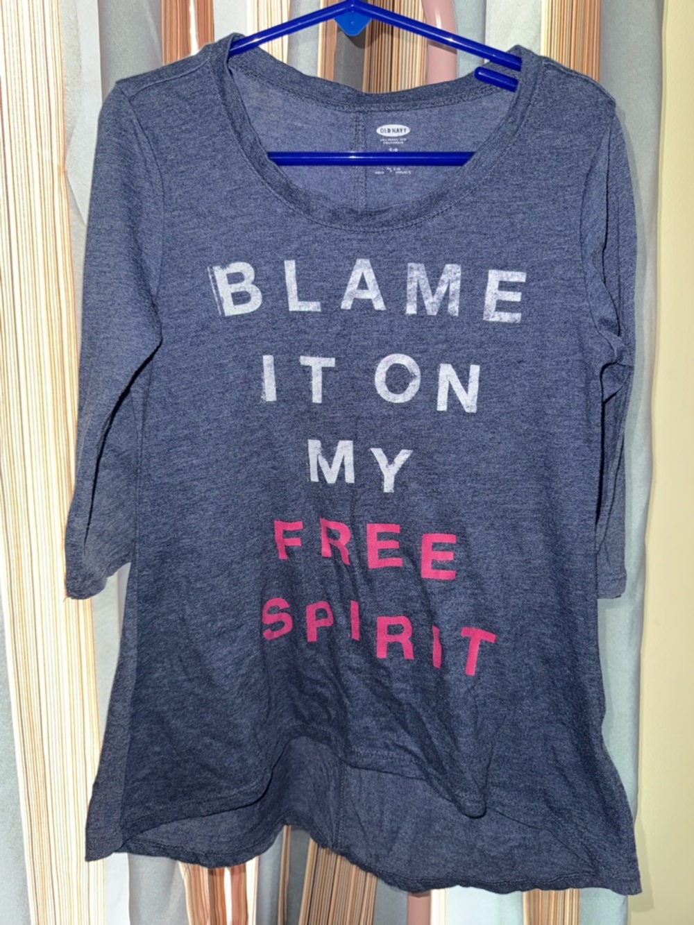 Old Navy Navy Long Sleeve Graphic Tunic Top - Girls Size S